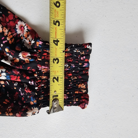 Anthropologie Pleione Black Mauve Ditsy Floral Cutout Long Sleeve Blouse - Picture 12 of 13